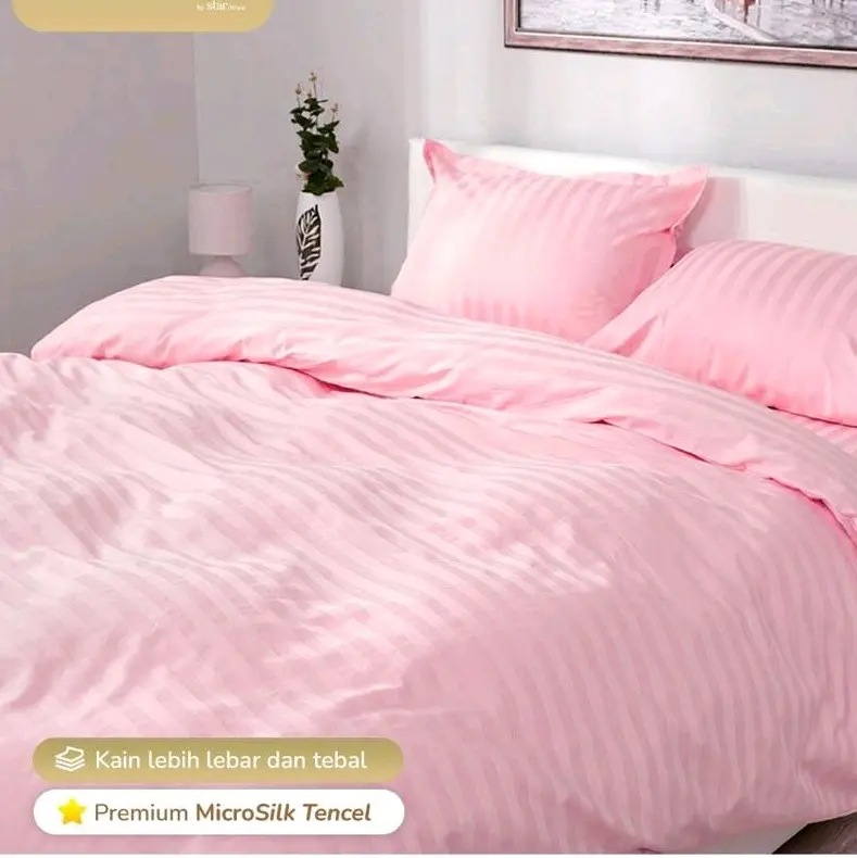 TINGGI 40 CM - SPREI HOTEL MICROTENCEL PREMIUM GRAMASI 130  SET ANTI GESER  FREE KARET ANTI GESER SEPRAI Kain Serat Bambu Mikro Sarung Bantal Frame 3