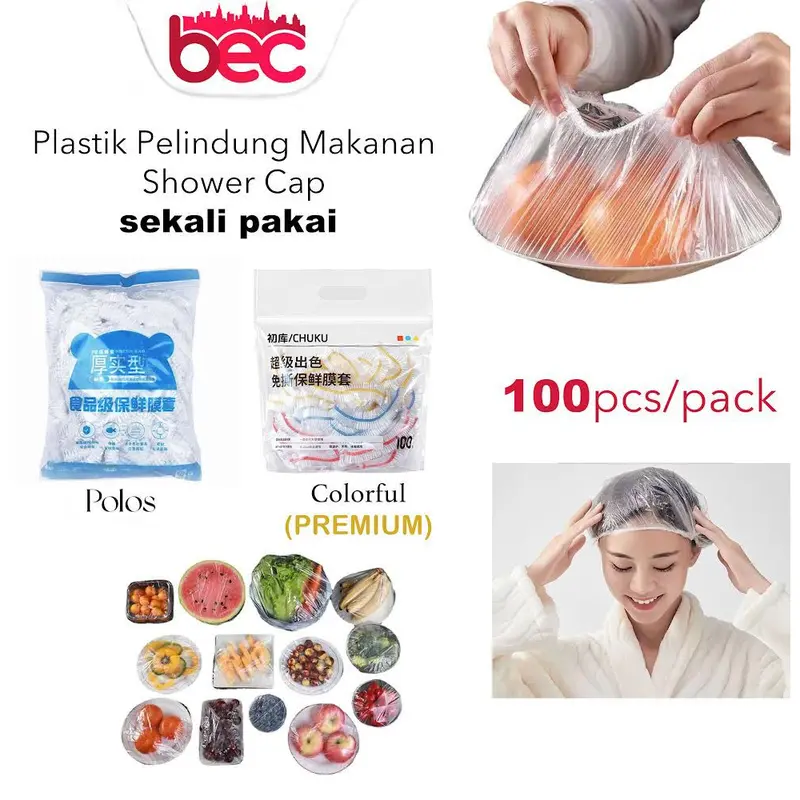 HARGA PROMO!! - [100Pcs] Plastik Pelindung Makanan Cover Food Shower Cap 0