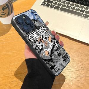Anime Glass Phone Case, INS, Compatible with iPhone 11, 16, 15, 14, 13, 12, Pro, Xs Max, XR, X, 6, 6s, 7, 8 Plus, Metallic Paint, Liquid Glass Case, Shockproof Case, Protective Back Cover Protectors