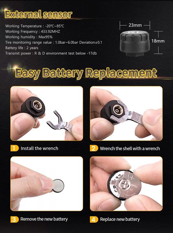 Product Introduction of 【SKIT】Car TPMS Tire Pressure Monitoring System And Time Display w/ Mounting Bracket, TPMS External Sensor, TPMS Internal Sensor, English Voice/Beep Alert,  TPMS Tyre Pressure Monitoring System, TPMS For Car Solar, Tire Pressure Gauge, Tire Pressure Sensor 9