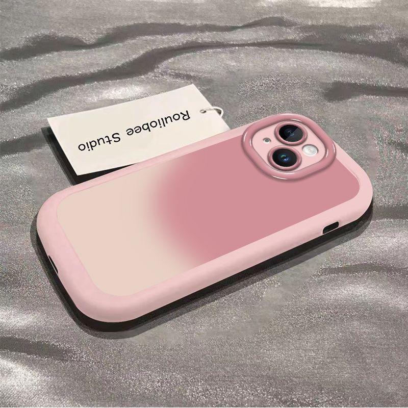 Ốp Điện Thoại, Màu Hồng Gradient Kẹo Ngọt, Dành Cho iPhone 11, 12 / 13 / 14 / 15pro max, Thiết Kế Hình Động Vật Nhỏ Dễ Thương, Chống Thấm Nước Và Chống Sốc, Ốp Di Động 4