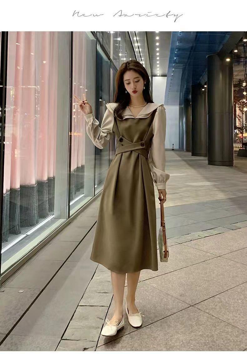 Product Introduction of Autumn Dress Women's New Style Women's Long Dress Small French Doll Neck Long Sleeve Skirt Small Design 3