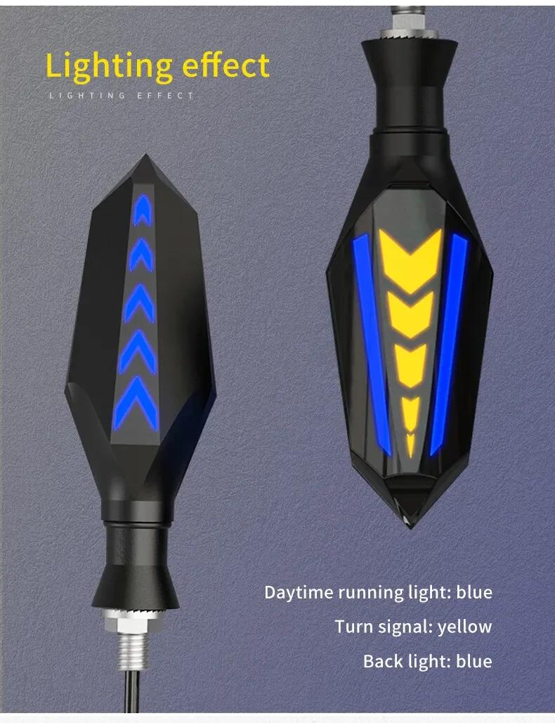 Product Introduction of 2 pieces of LED DRL & turn signal streamer light motor LED indicator light yellow amber tail light for motorcycle FZS CB150 forc 10