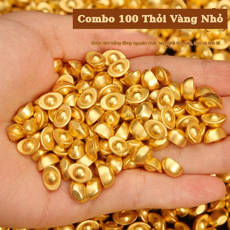 Combo 100 Thỏi Vàng Tài Lộc Được Làm Bằng Đồng Nguyên Chất Mạ Vàng Dùng Làm Vật Phẩm Trang Trí Phong Thuỷ