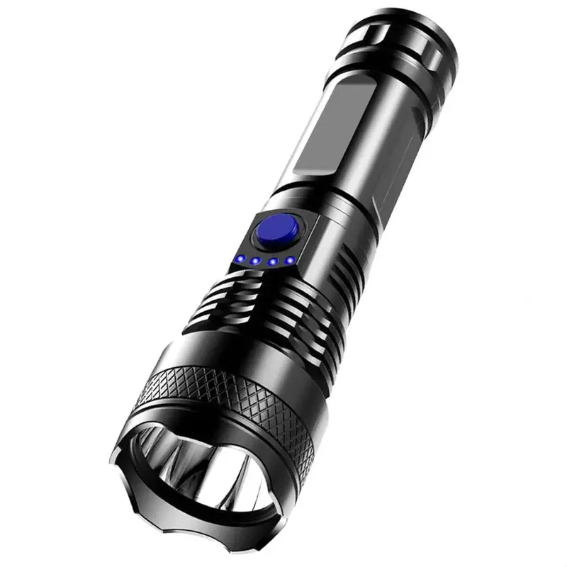 Đèn pin LED, Mạnh mẽ, Có Thể Sạc Lại USB, với màn hình hiển thị năng lượng pin, đèn pin không thấm nước, để cắm trại, câu cá, săn bắn 6