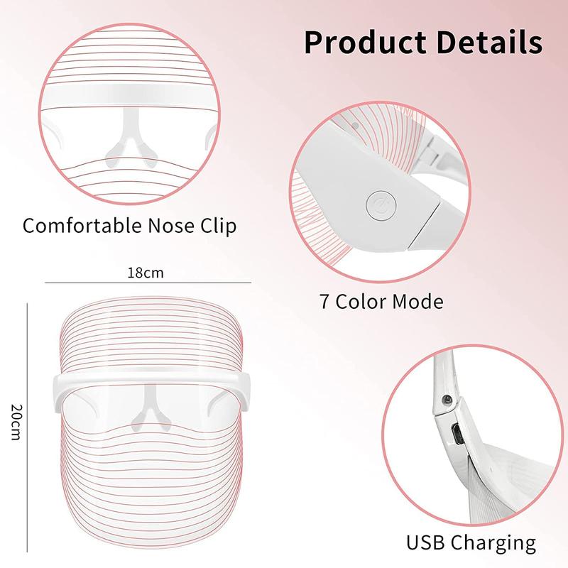 Portable 7 Color Light Beauty Mask, 1 Box Lightweight Facial Skin Care Mask & Accessories, Facial Beauty Instrument for Women & Girls 2