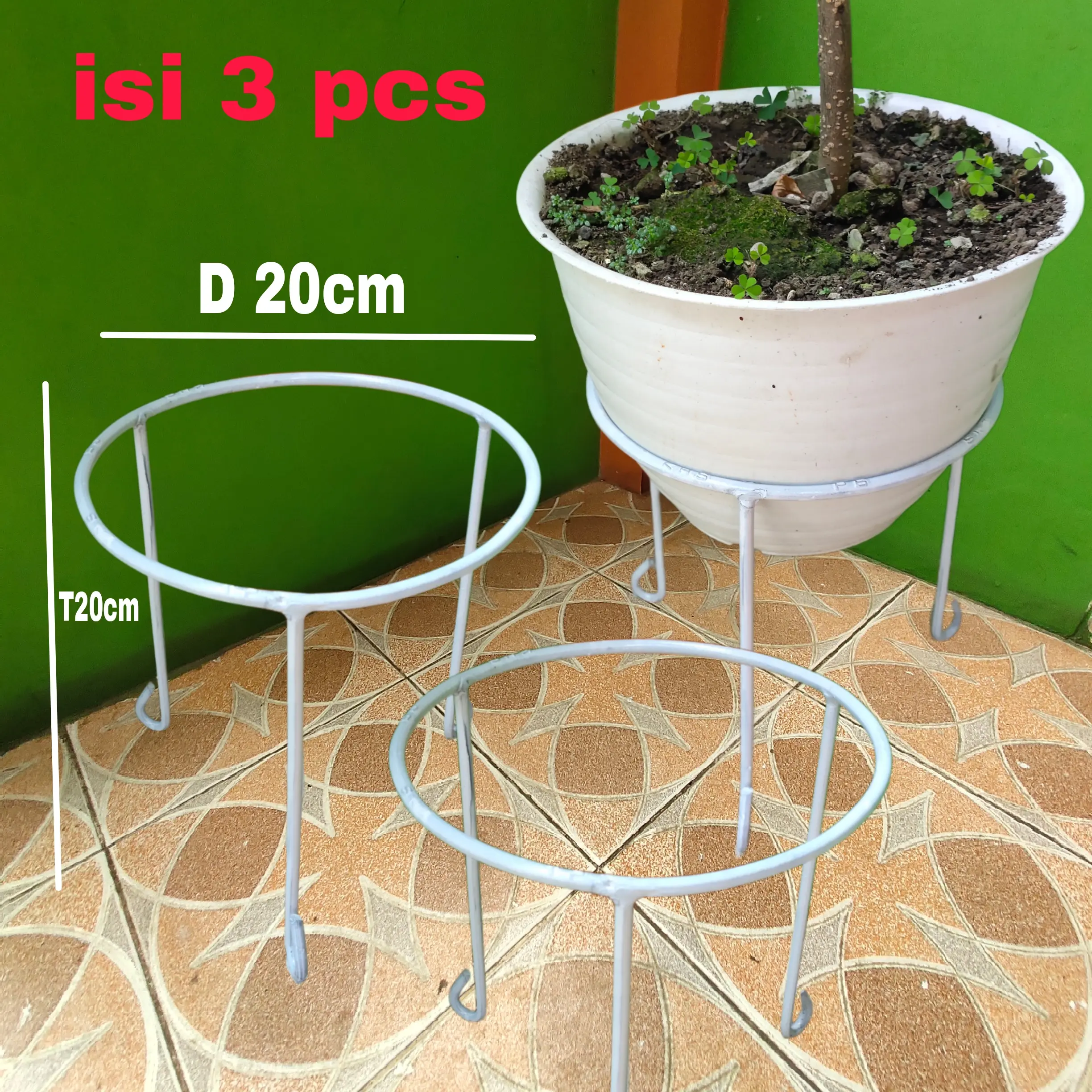Standing pot besi murah  per paket  diameter 20cm (isi 3)