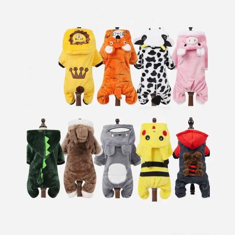 Pakaian Haiwan Peliharaan, Kostum Anjing, Bertudung Jahitan Dinosaur, Sesuai untuk Pesta Halloween dan Krismas, Reka Bentuk Comel