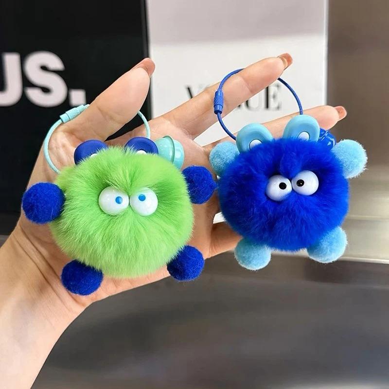 Cute Fluffy Fur Pompom Keychain Soft Plush Ball Key Chain Car Key Ring Women Charm Bag Small Briquettes Pendant Jewelry 1