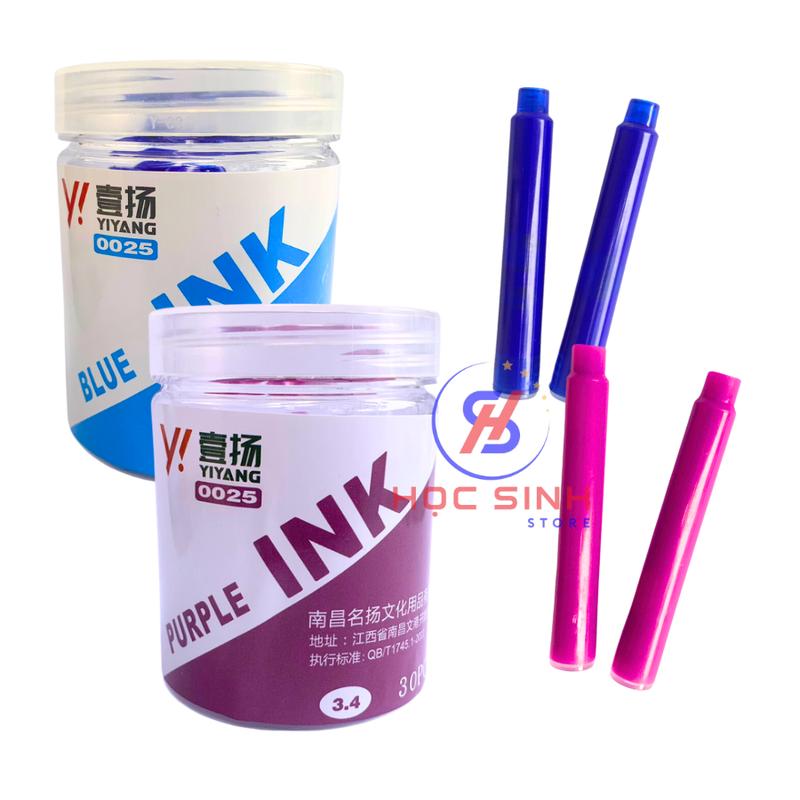 Lon 30 Ống Mực Bút Máy Xóa Được Cỡ Lớn 3.4mm 00025 Mực Xanh Tím Chất Lượng Tốt