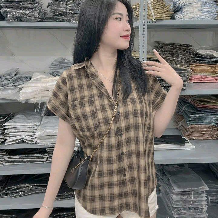 Áo Sơ Mi Nữ Tay Hến Sọc Caro Nút Sau Lưng SM09131 3