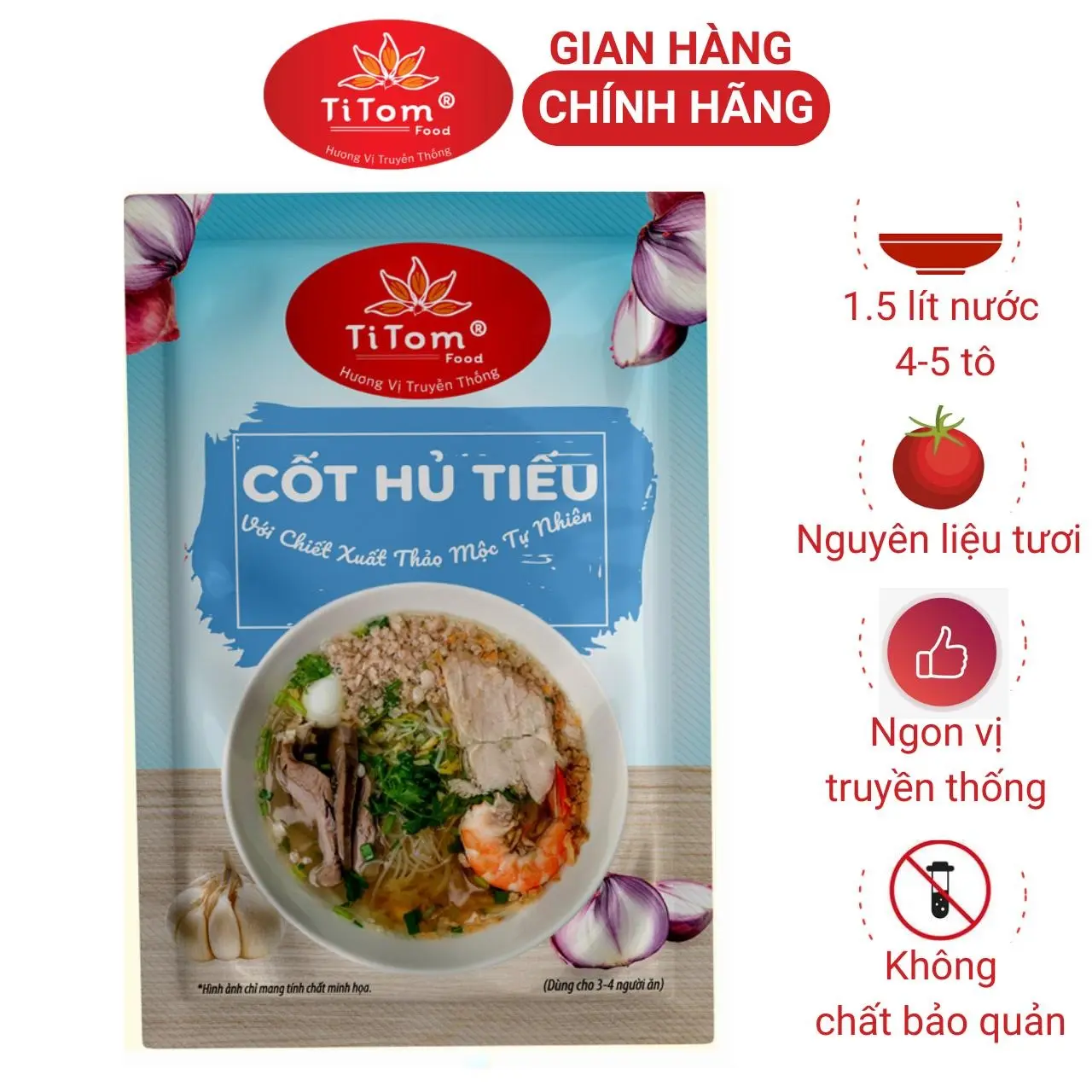 Cốt nấu hủ tiếu TITOM gói 55g - công thức truyền thống, hương vị đậm đà