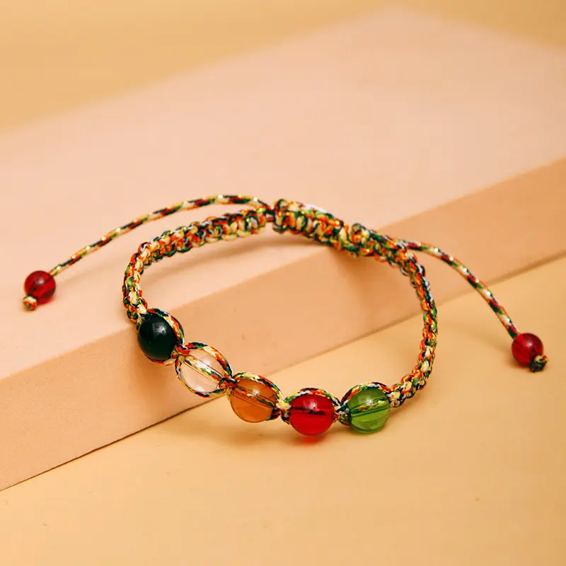 Vòng Tay Hạt Pha Lê Dây Thừng Buộc Thủ Công Phong Cách Boho, Dành Cho Phụ Nữ Và Trẻ Em Gái, Có Thể Điều Chỉnh, Vòng Tay Đính Cườm, Đồ Trang Sức Tay, Quà Tặng Bạn Bè, Hàng Mới Về 2