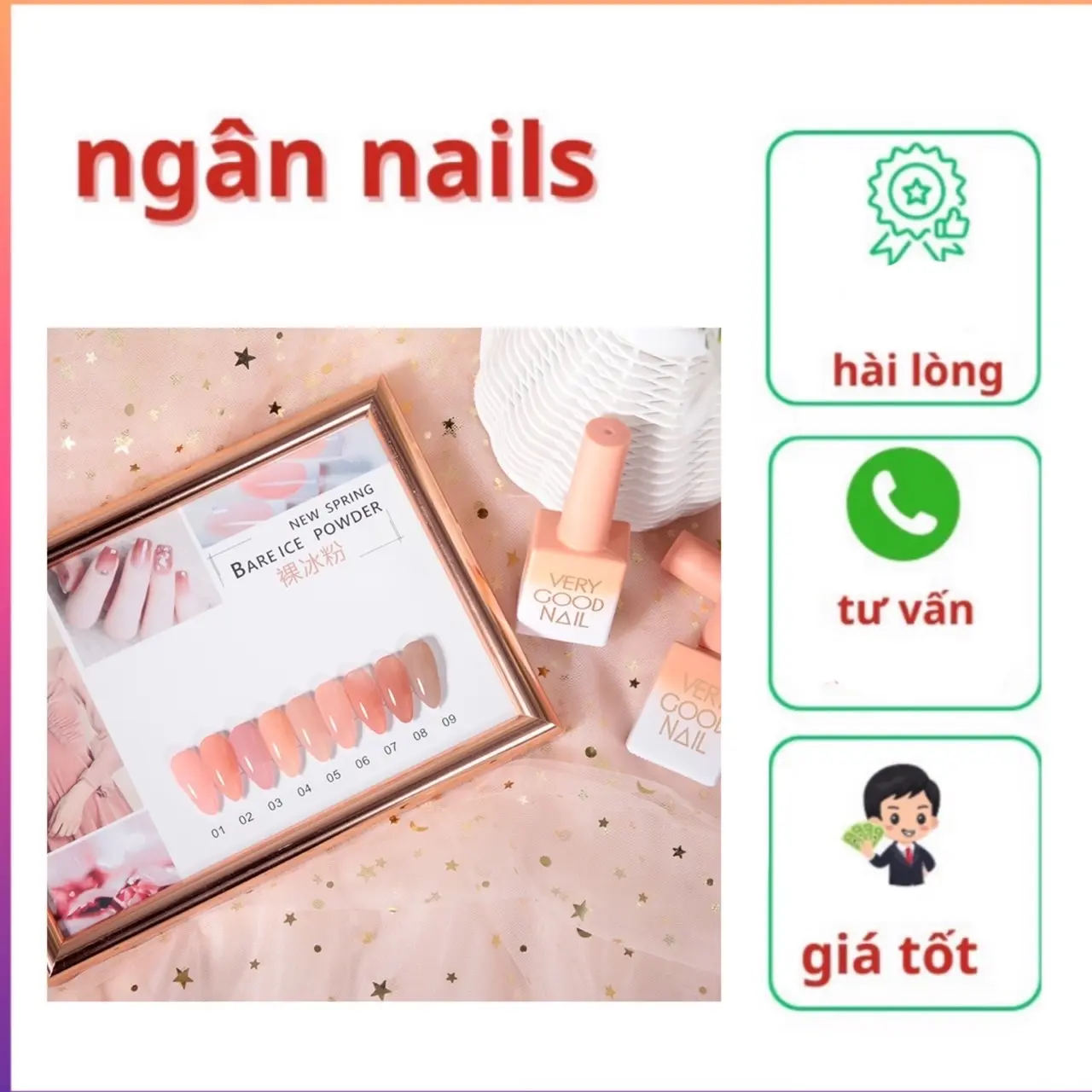 Sét 9 chai sơn gel thạch verygood kèm bảng màu. có bán lẻ từng màu