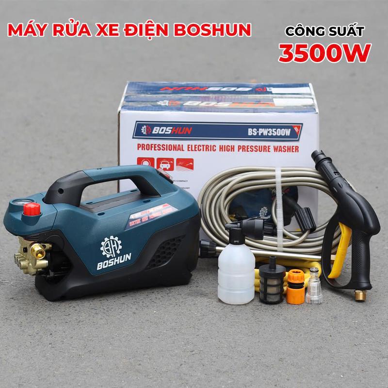 Máy Rửa Xe Điện Boshun Cao Áp Công Suất Lớn 3500W - BS-PW3500W - Có Áp Chống Giật, Chống Cháy - Bảo Hành Chính Hãng 6 Tháng