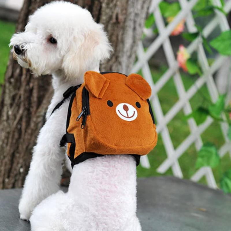 HEHUS og Backpack Saddle Bag Adjustable Pet Harness for Outdoor Brown Bear Pattern 3