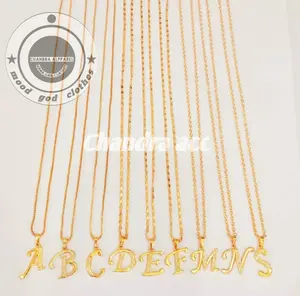 kalung itali titanium liontin wanita inisial huruf A sampai Z Mutiara