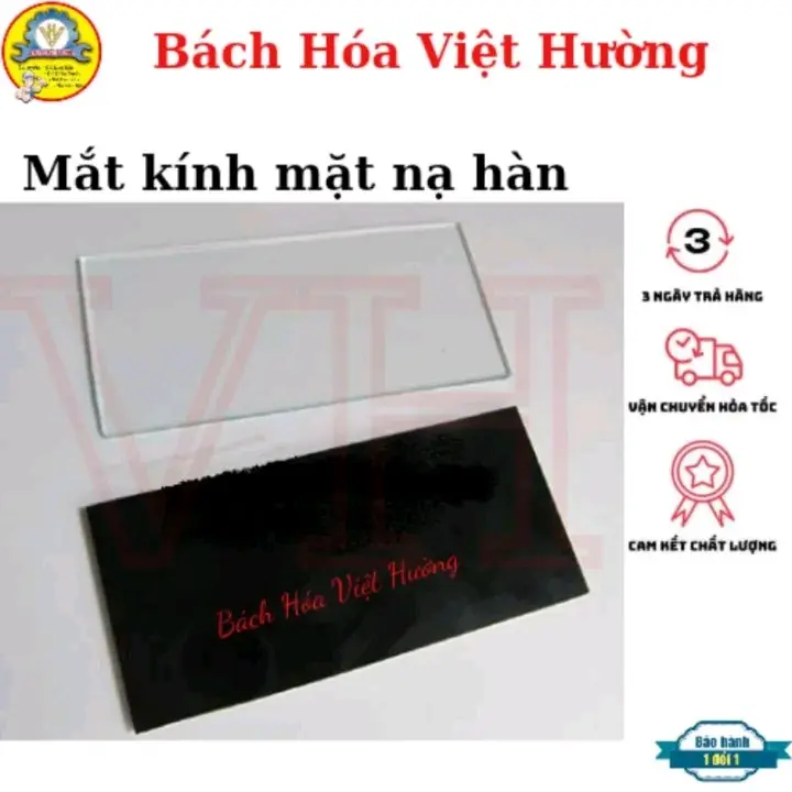 Miếng (mắt) kính hàn lắp cho mo hàn, mặt nạ hàn 2 màu đen, trắng - kính bằng thủy tinh - Bách Hóa Việt Hường