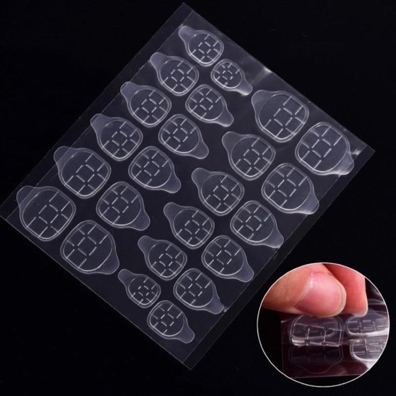 ￼Miếng keo dán móng giả bằng silicon trong suốt, loại 24 miếng dán