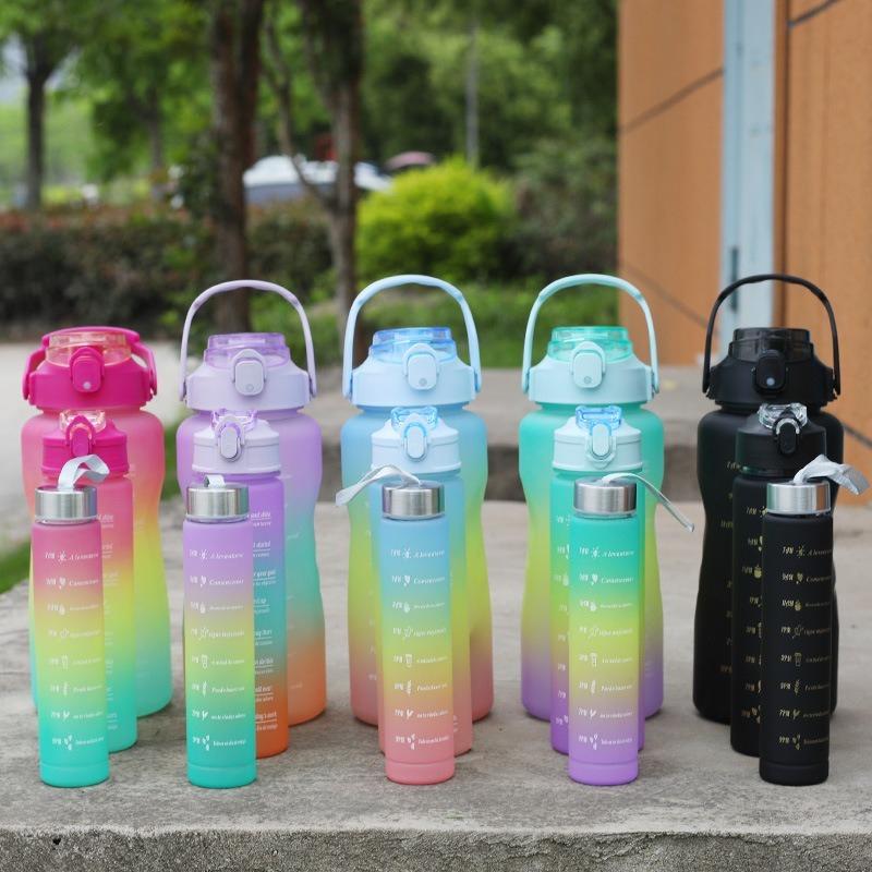 Product Introduction of 900-2000ml 3pcs Set with Time Graduated Space Cup Gradient Water Cup High Capacity Plastic Cups Portable Outdoor Travel Gym Bottles 18