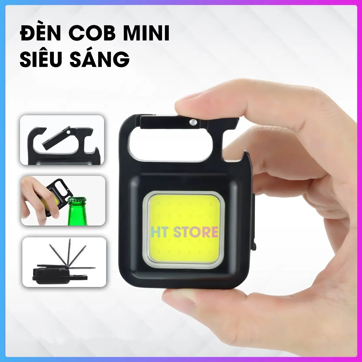 Móc Khóa Đèn LED COB Mini Siêu Sáng Sạc USB Tiện Dụng - Đèn Pin Mini Siêu Sáng COB Chính Hãng
