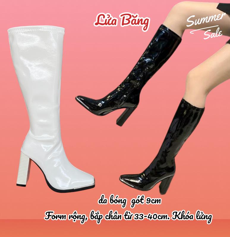 {form to Boot Đùi và boot cổ lửng da bóng mũi sắt khoá sườn 9 phân bắp từ 34-40cm đi vừa và da bóng bắp nhỏ 7p Bốt Nữ Cổ Cao bố t