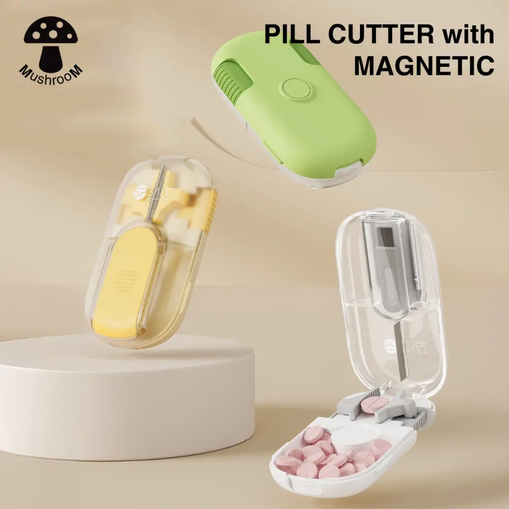 MM Pill Cutter Magnetic Medicine Splitter Storage Box Tablet Divide ...
