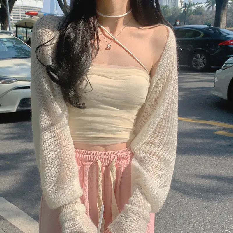Women Vest, Halterneck Pleated Tulle Leisurely Solid Ladies Summer Crop Top for Party Club