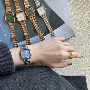 KOOLEY Jam Tangan Naidu Analog Wanita Stainless Steel Fashion Korea Square Belt Silver Gold Watches