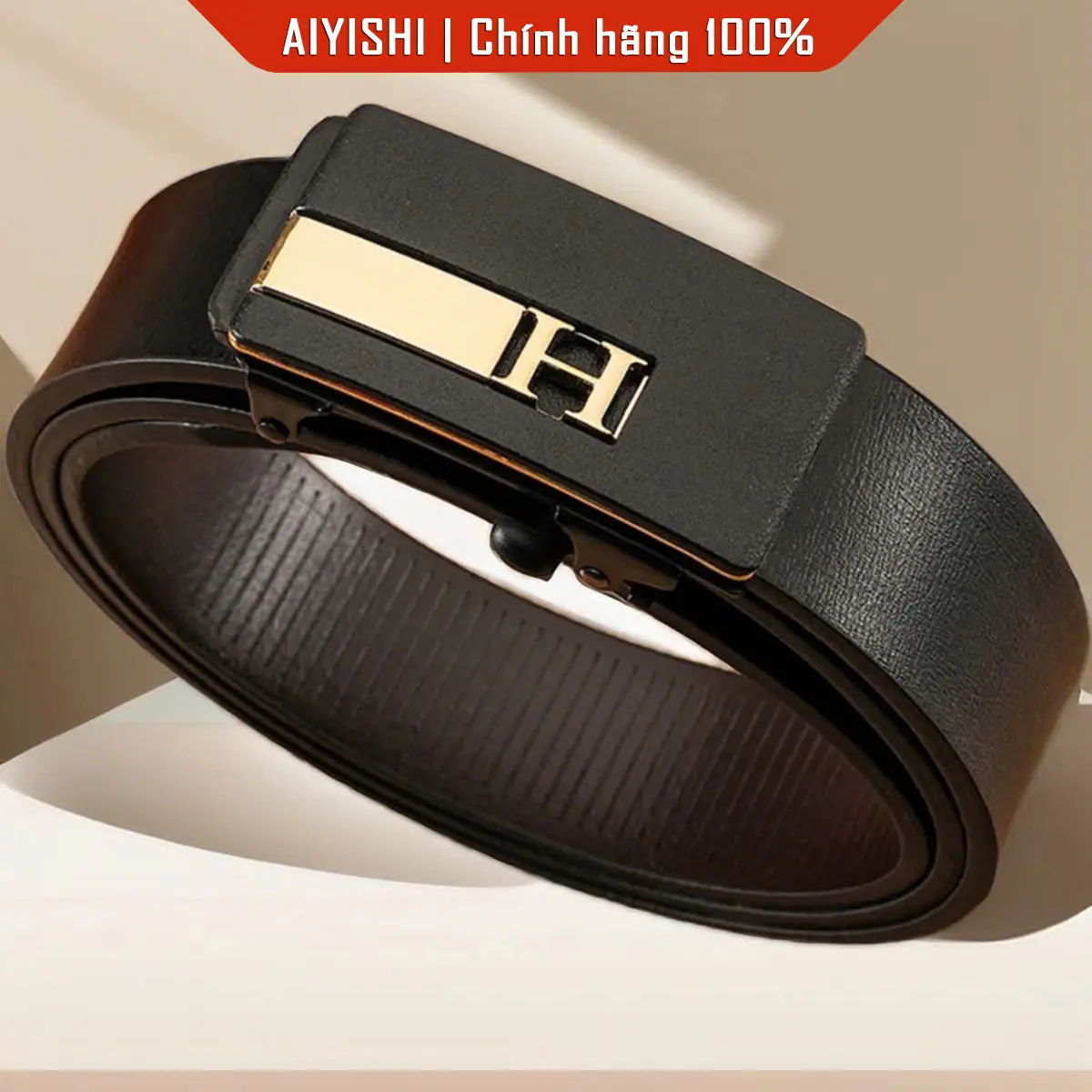 Thắt Lưng Mặt Hợp Kim Không Gỉ D26, Hàng Chính Hãng 100%, Khóa Tự Động, Da Cao Cấp, Giấu Dây Luồn Trong, Dây Nịt Nam AIYISHI Phong Cách Hàn Quốc.