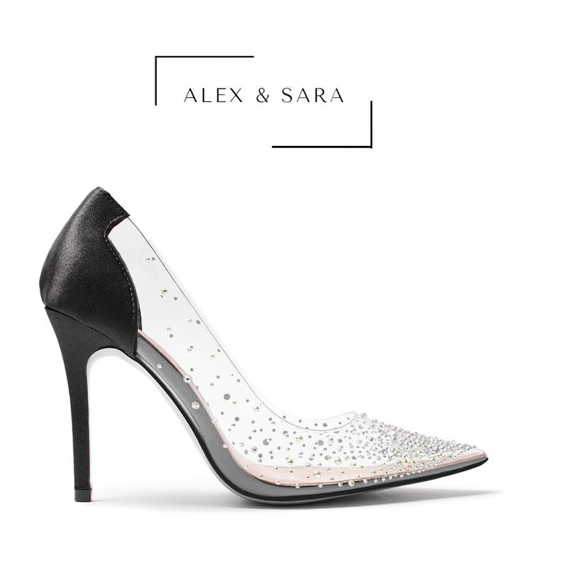 AL426- GIÀY CAO GÓT BÍT MŨI QUAI TRONG ĐÍNH ĐÁ ĐẦU MŨI SANG CHẢNH ALEX SARA Nữ Shoes