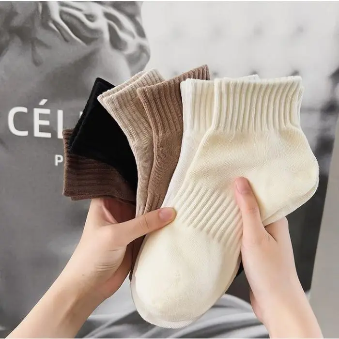 KK159 Kaos Kaki Wanita Murah Solid Color Sekolah Kantor Women Socks
