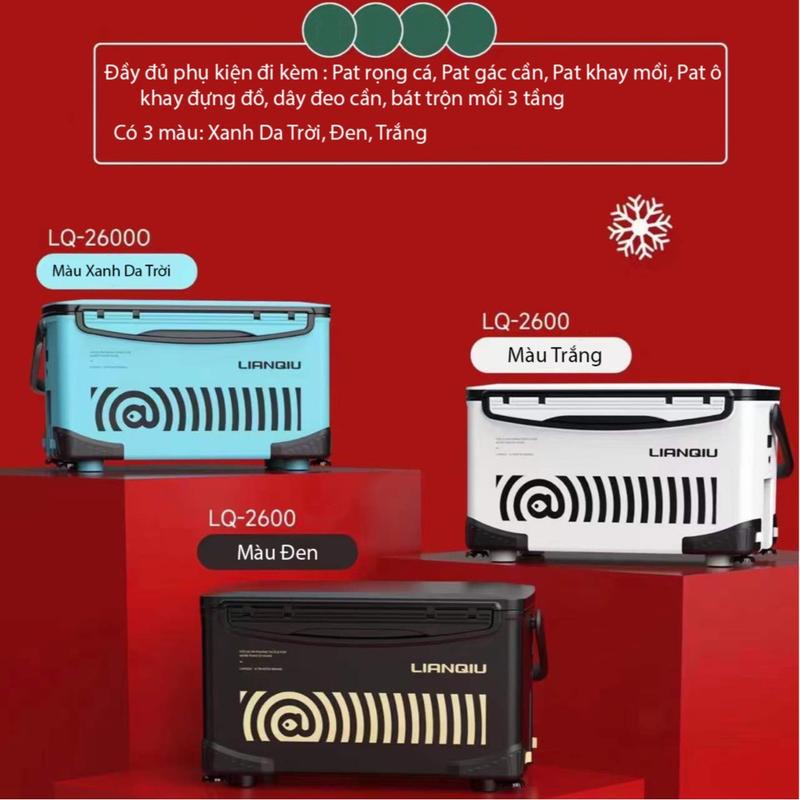 Thùng câu đài LianQiu 2600 không tựa thể tích 26L Đa Năng Cao Cấp Đi Câu TC-16  Fishing Bắt Cá Câu Cá