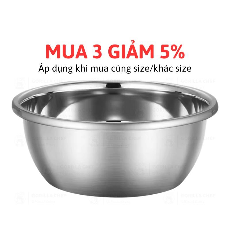 Bát inox sâu lòng 18-32cm Chất liệu inox 304 hàng dày Chậu inox cao cấp dày dặn có viền cầm tay dùng được cho bếp từ bếp ga