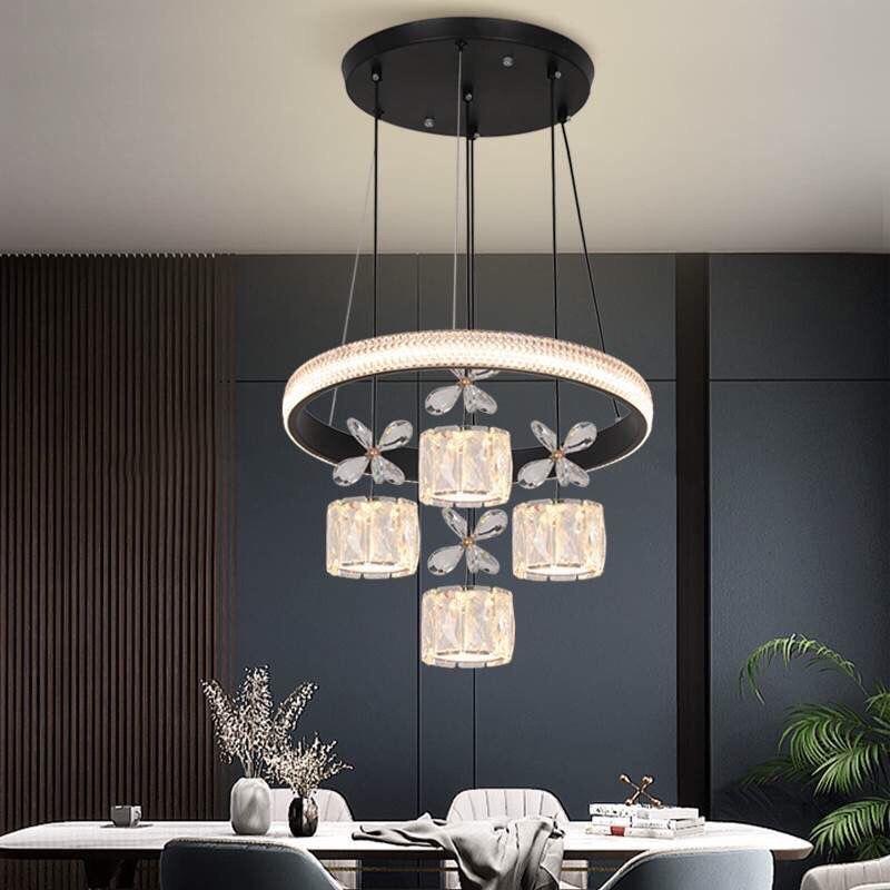 Đèn LED thả phòng ăn , phòng khách- Pha lê K9, Acrylic 3 chế độ sáng, Đèn trần trang trí dải ánh sáng có thể điều chỉnh dài ngắn 1m không phải thiết bị thông minh điều chỉnh được