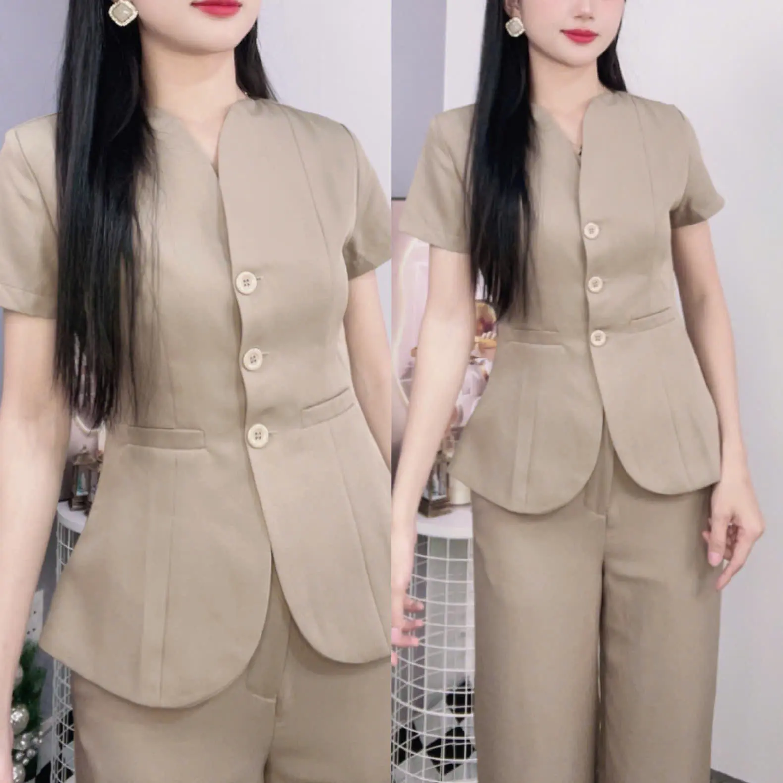 DN62--SÉT TK DI NGUYỄN QUẦN ÁO CONTON XỊN CÓ ĐỘ GIẢN THOẢI MÁI ,CỔ ĐẮP CHÉO TOP NỮ Women