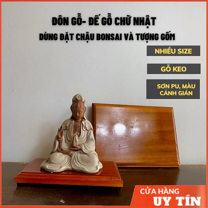 Đôn Gỗ Đế Gỗ Kỷ chữ nhật dùng đặt bonsai, tượng gốm và thác khói trầm hương