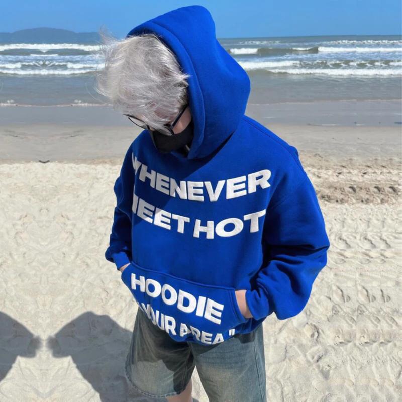Áo Hoodie nam nữ mặc ấm cho cặp đôi in nổi Chữ WHENEVER , mũ to 2 lớp, form boxy, chất nỉ PE 3 màu đỏ, đen, xanh M03 Unisex MenswearMùa đông năm 2025 2