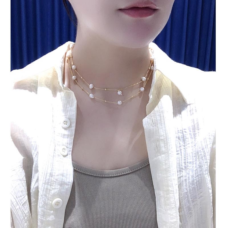 Product Introduction of Natural Jewelry Classic Hot Selling Product Zhuji Pearl Natural Freshwater Pearl Starry Pearl Necklace High-Grade Light Luxury Clavicle Chain Summer 22