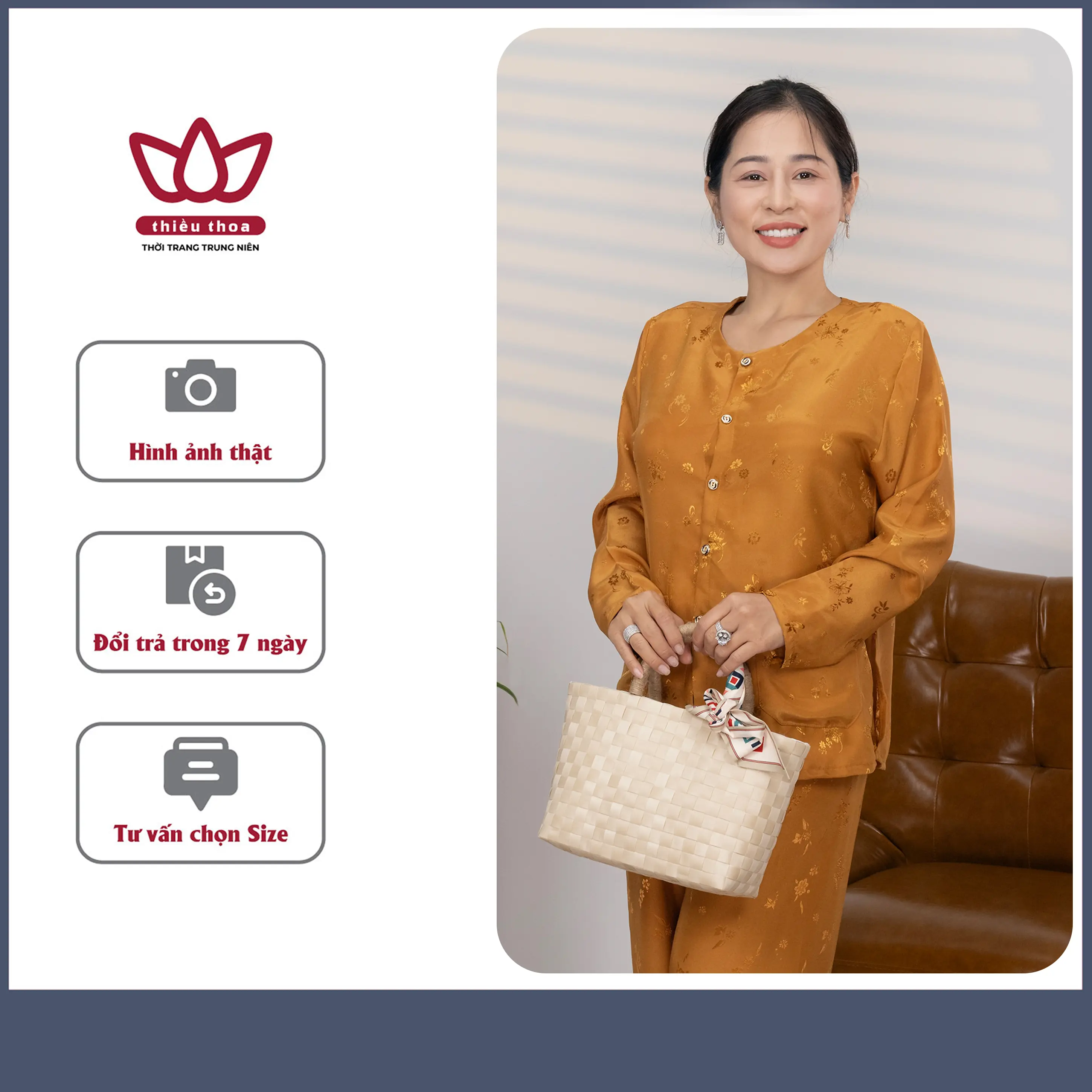 Đồ bộ bà ba trung niên, bộ đồ mặc nhà GẤM THÁI VÁNG Top 1 sản phẩm Cao Cấp Họa Tiết Hình Hoa Nhẹ Nhàng Dành Cho Mẹ Và Bà Women Áo  Dài Tay Voi Shirt Quần