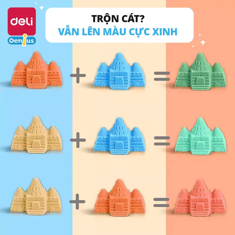 Cát Động Lực Cho Bé Deli - Cát vi sinh Đồ Chơi An Toàn - Không dính tay, Lên Khuôn Tốt, Cát Hạt Gel Mịn - Túi zip 500g Toy 2