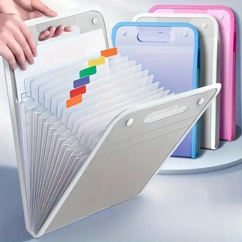 A4 Vertical File Organizer, 13 Pockets Waterproof Document Holder, Multi-color Office Storage Folder, Office Stationery & Supplies 0
