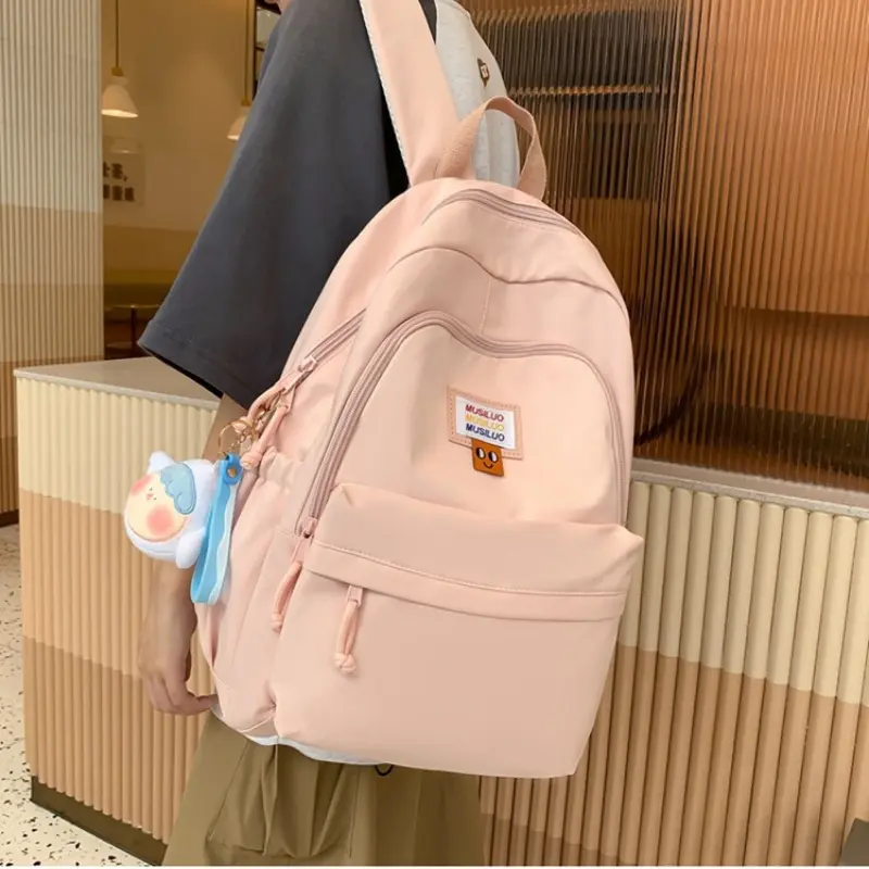 Balo đi học nữ GENBAG balo ulzzang trơn basic nhiều ngăn đựng vừa laptop 14.5 inch BL24 Đeo Vai Backpack 0