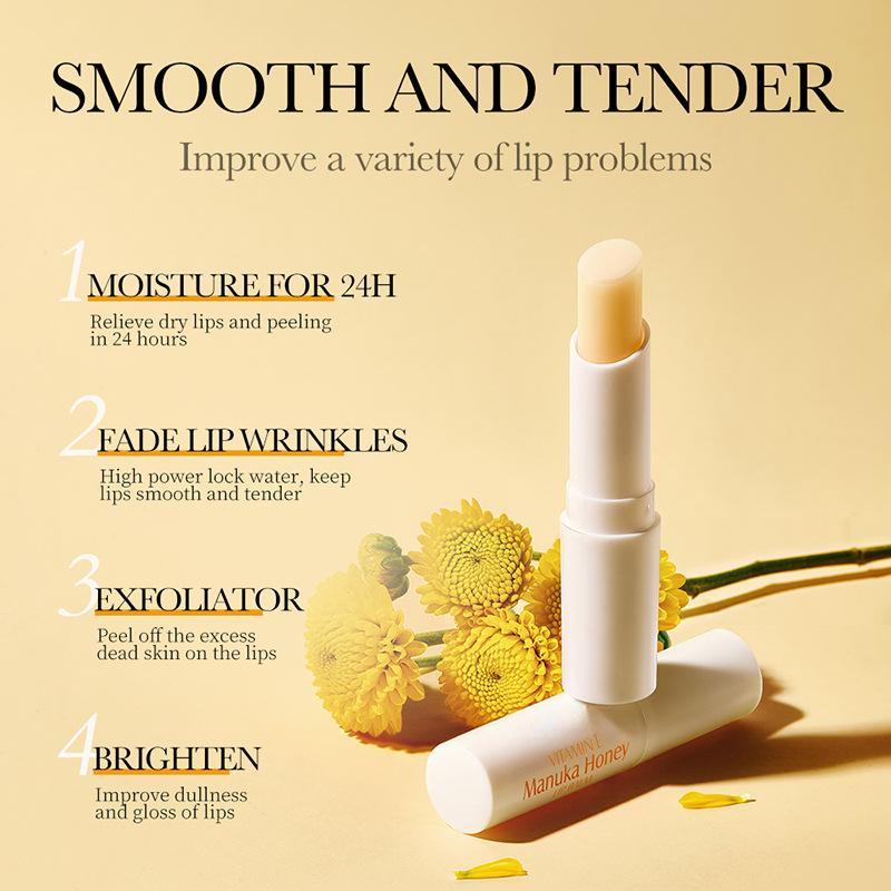 Son Dưỡng Môi Mật Ong Vitamin E, EVA NOOK, 24H Dưỡng Ẩm, Chống Khô, Không Dính, Làm Sáng Màu Môi, Loại Bỏ Da Chết, Kem Nền Son Môi 2