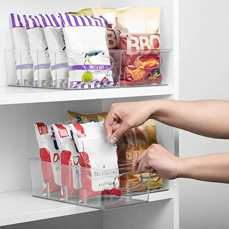 Food Storage Box with Removable Divider, 1 Count Kitchen Refrigerator Food Storage Container, Household Kitchen Organizer, Utensils 5
