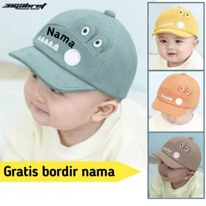 Topi anak karakter crocodile bordir nama topi anak aligator nama Perempuan Fashion