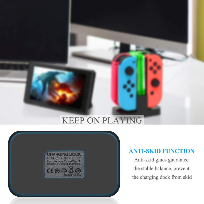 Gaming Controller Charger For Switch & OLED Model, 1 Box Charging Station For Pro Controller With LED Charger Indicator & Type C Charging Cable, Gaming Console Accessories 5