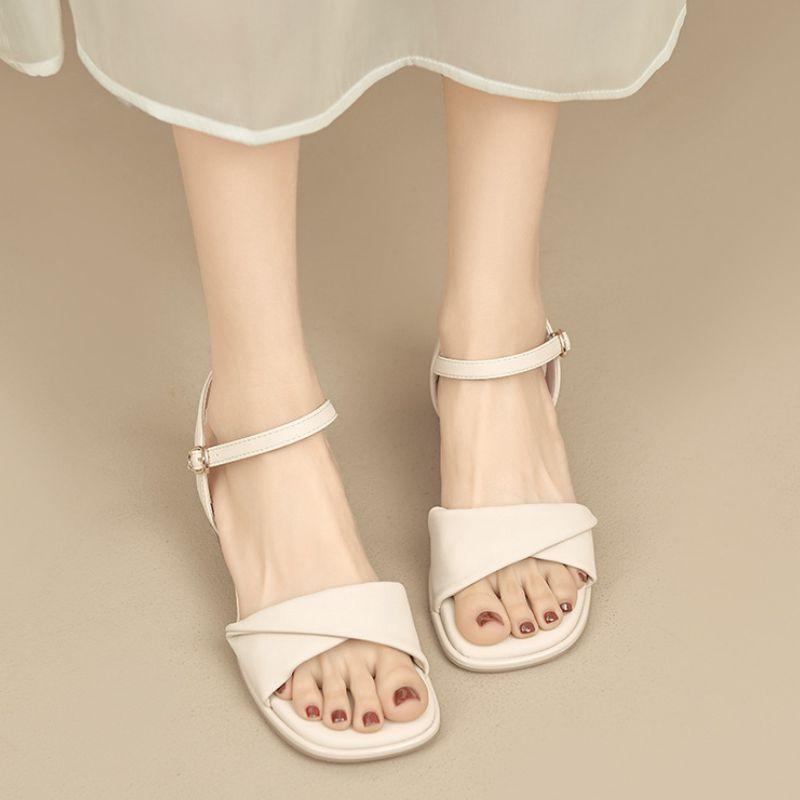 Sandal cao gót đế vuông 3 phân hoặc 5 phân Giày cao gót đế vuông Giày nữ quai xếp ly nhẹ nhàng nữ tính chuẩn size Việt Nam Shoes mã TD320 DéP Jean