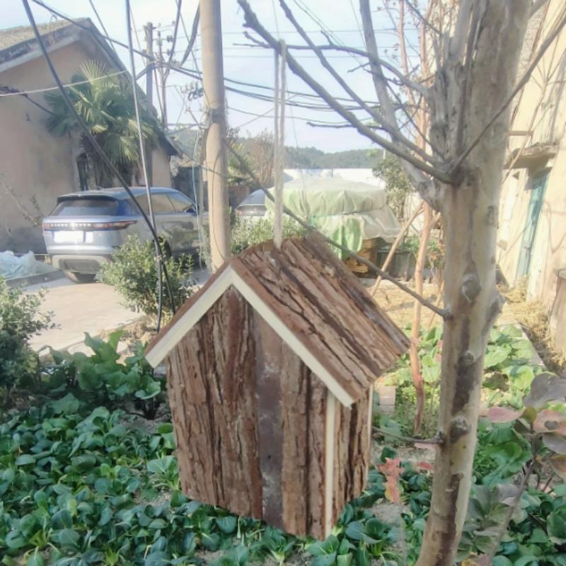 Wooden Bird House with Hanging Rope, Outdoor Bird House, Ventilated Bird Nest, Hanging Bird Cage, Bird Nest Accessories, Pet Supplies 5