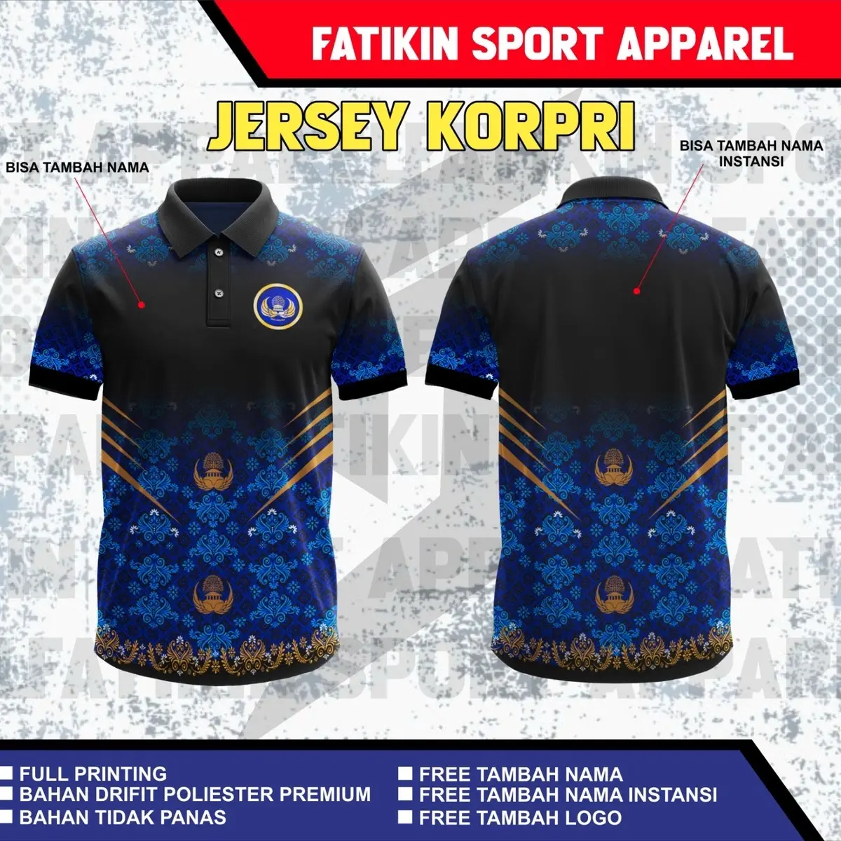 JERSEY PRINTING KORPRI KERAH POLO PREMIUM